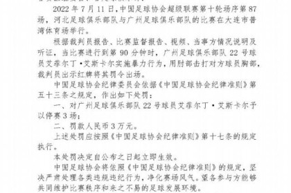 开云登录入口-足协罚单：艾菲尔丁实施暴力行为 停赛3场罚款3万